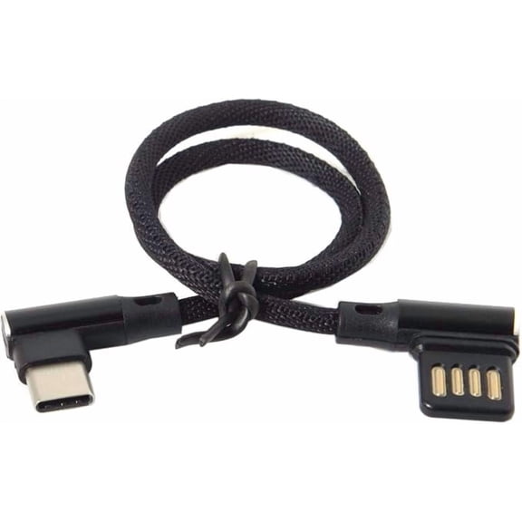 5.91 Inch Short USB C Cable,Dual 90 Degree Angled USB 2.0 to USB C Data Charging Extension Nylon Braided Cable for Power Bank
