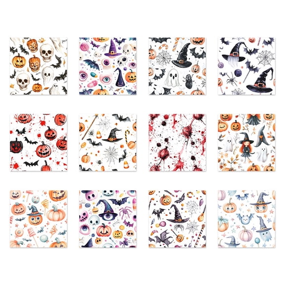 5.91 in. Halloween Scary Papers 12 Pcs — Dark Pumpkin Prints with Eerie Shadows, Halloween Decorations for Halloween Parties & Trick or Treat Nights — perfect for Costume Parties with spooky setups