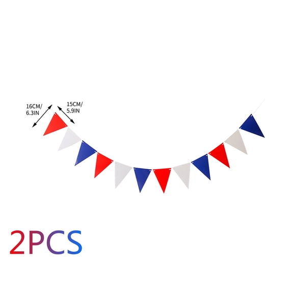 5.91ft Red Blue White Banner Party Decorations Fabric Pennant Triangle Flag Bunting Garland for Patriotic 4th of July USA American Independence National Day Graduation Birthday Wedding Outdoor Decor