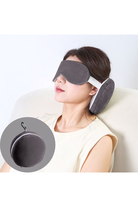 5.91x11.81in 2 In 1 U Shaped Memory Foam Travel Neck Pillow with Eye Mask, Ergonomic Cervical Support, Portable Light Blocking Design, Sleep Support Cushion for Airplane Car Office Nap