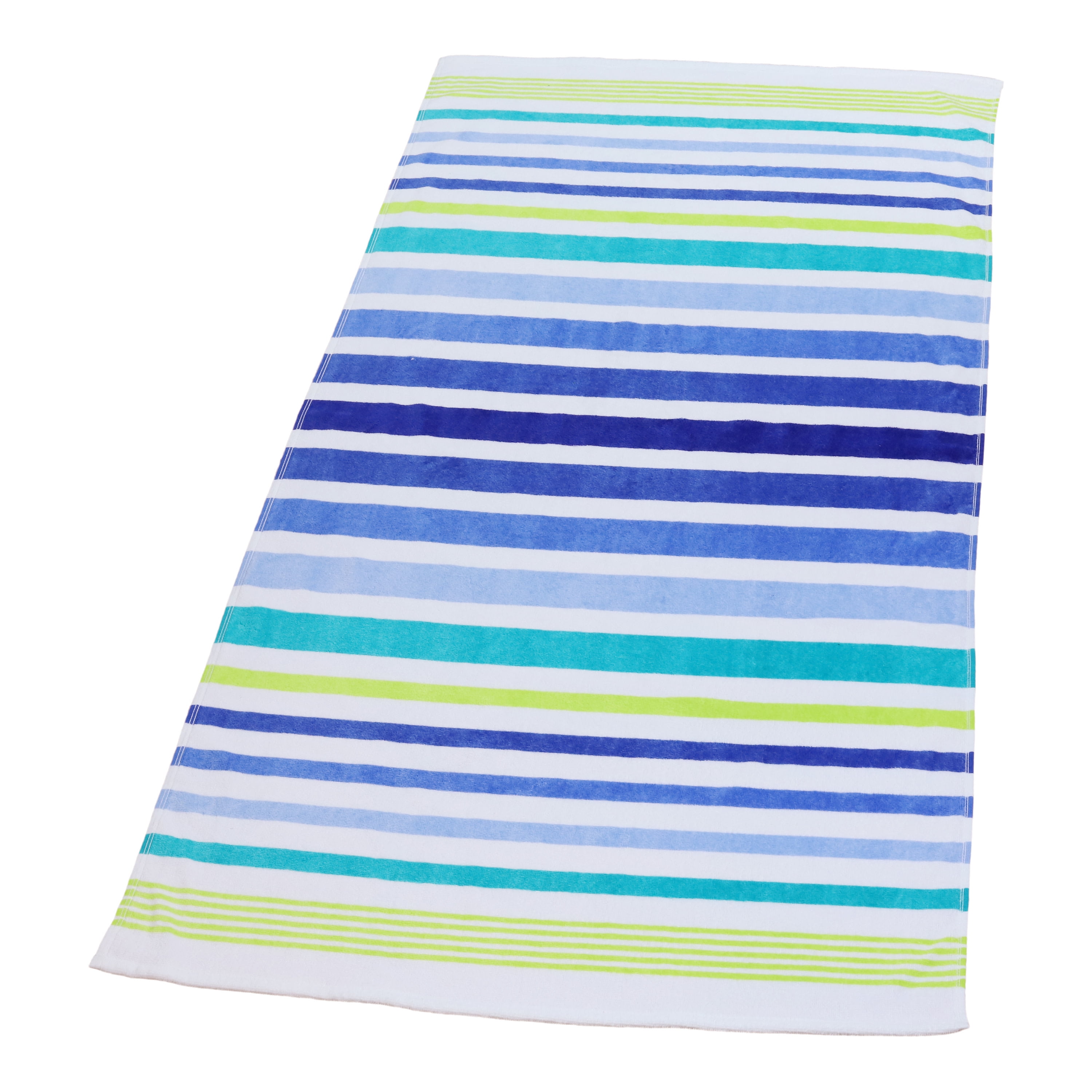 Cotton Beach Towel, 28x60, Mainstays, Blue Multi-Stripe