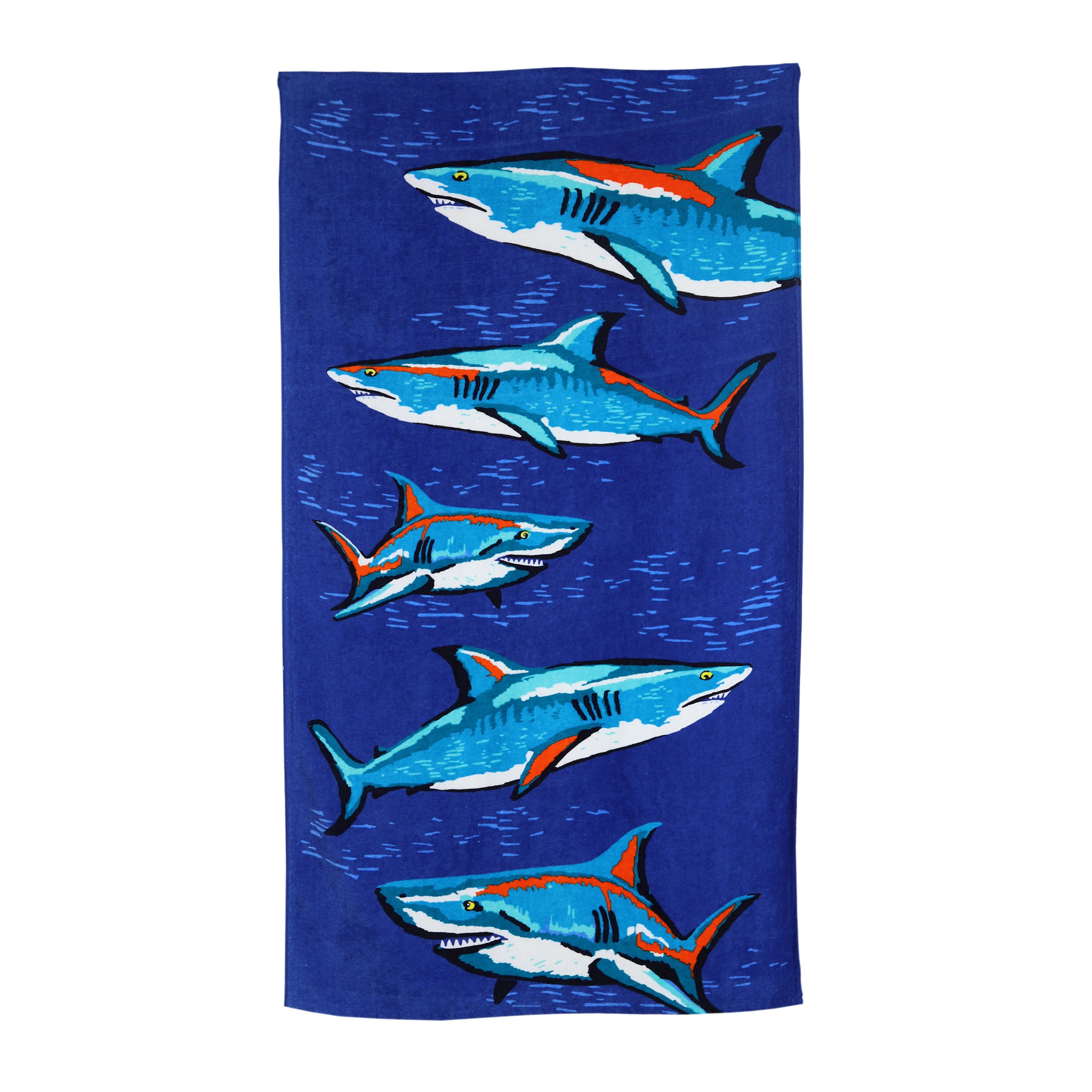 Mainstays Shark Bite Pattern Beach Towel, Multi-Color, 60”L x 28”W