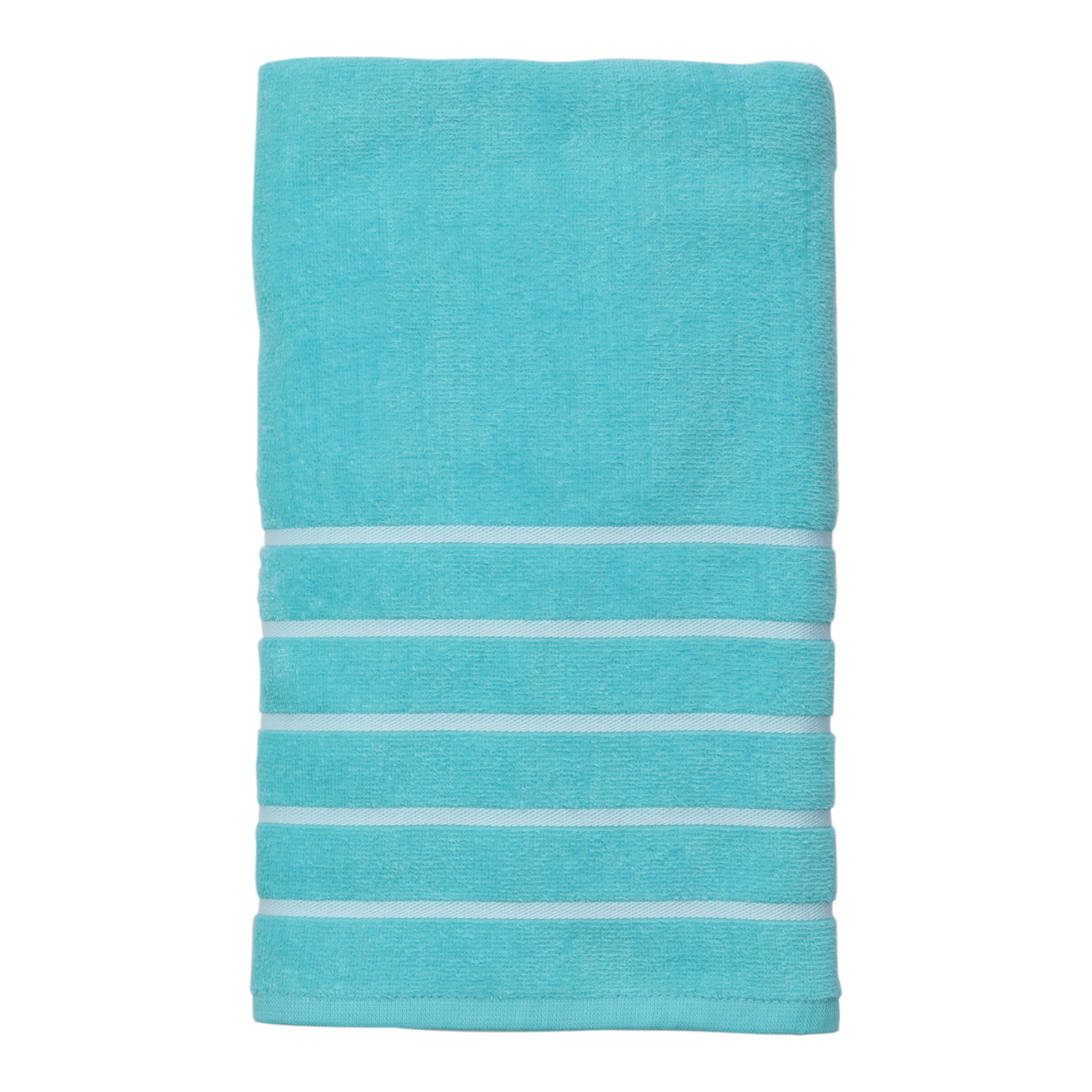 5.96 Cotton Beach Towel, 28x60, Mainstays, Light Blue Multi-Stripe ...