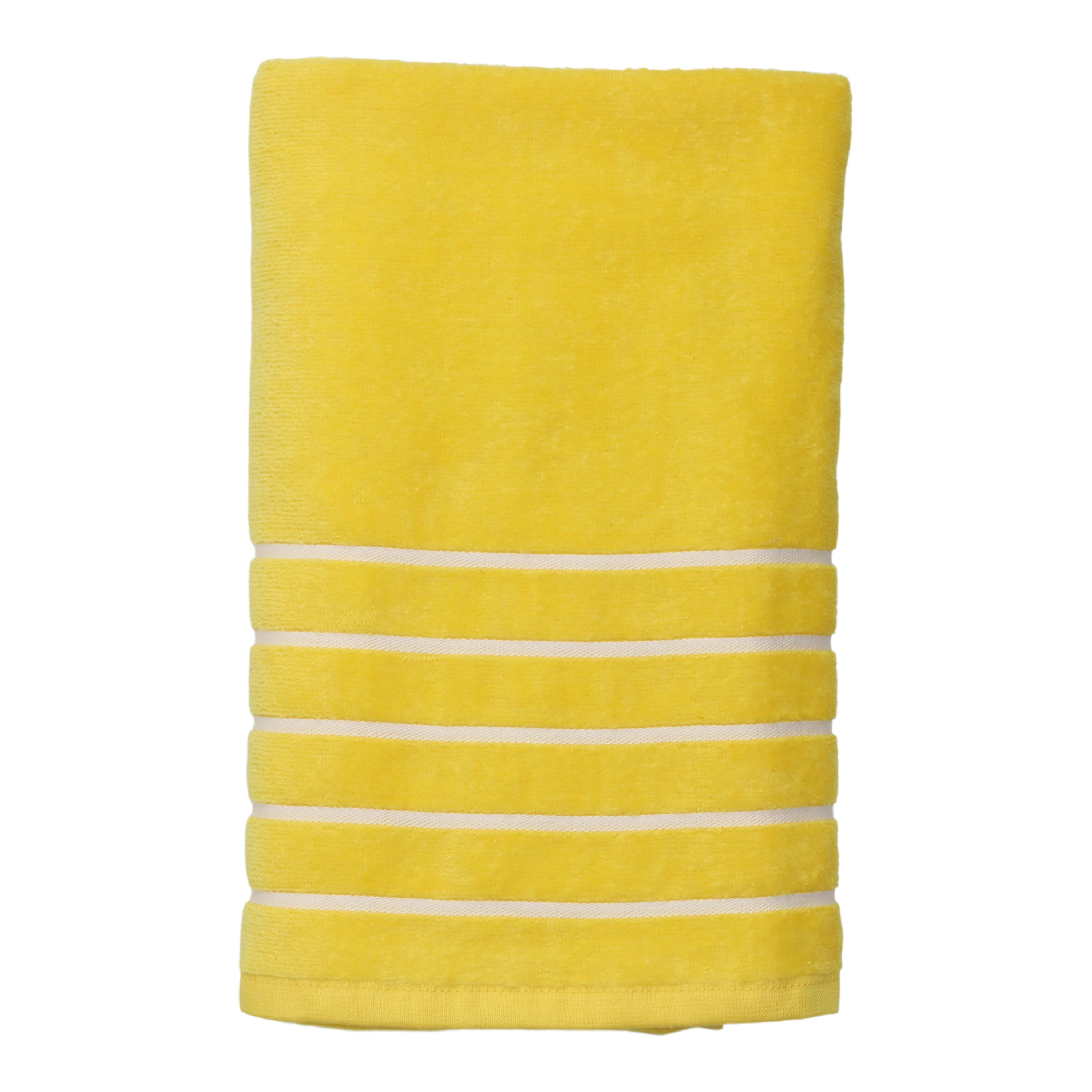 5.96 Cotton Beach Towel, 28x60, Mainstays, Yellow Stripe