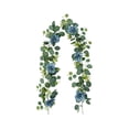 thumbnail image 1 of 5.9FT Artificial Eucalyptus Garland with Blue Dahlia Flowers, Faux Greenery Floral Vine, Realistic Leaf Garland for Mantel Table Runner Centerpiece, Wedding Arch Backdrop Party Home Decor, 1 of 6
