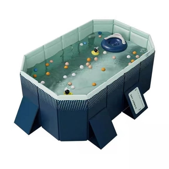 5.9FT PVC Folding Pool - Durable Kids Pool, Kiddie Pool, Dog Pool, Baby Pool for Outdoor Use in Garden, Beach, or Patio - Easy Assembly and Storage