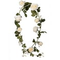 thumbnail image 1 of 5.9Ft Artificial Rose Vine Silk Flower Garland Hanging Vines Home Outdoor Wedding Arch Garden Wall Decor，Pack of 1 (Ivory) A, 1 of 5