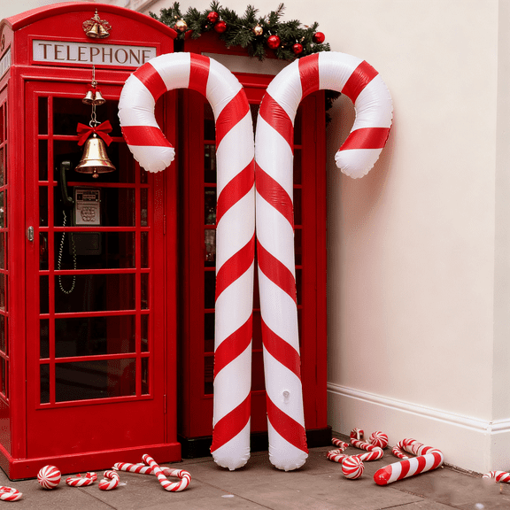 5.9Ft Christmas Inflatable Decorations,Jumbo Candy Cane Inflatable Decoration for Xmas Holiday New Year Yard Lawn Patio Garden,Giant Christmas Candy Land Party Decor