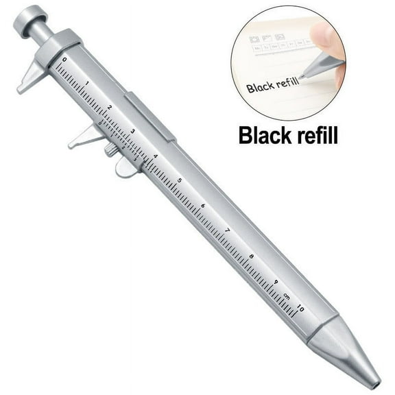 5.9IN Vernier Caliper Pen, 2-in-1 Multifunctional Measuring Tool and Ballpoint Pen, 1.0mm Writing Point, Practical Metal Stationery for Students, Engineers, and DIY Crafts, Black Ink