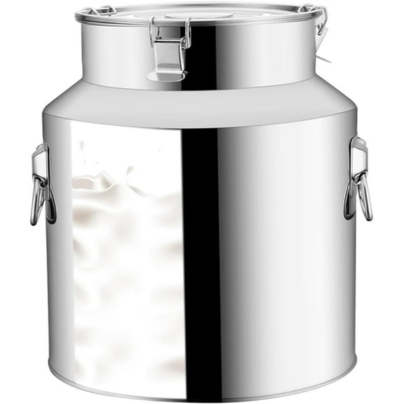 5/9L 304 Stainless Steel Milk Can With Lid Wine Bucket With Carry Handle And Buckle Oil Container,Tote Jug Tea Canister For Liquid Storage And Transport