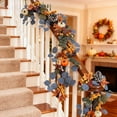 thumbnail image 1 of 5.9ft(180cm) Thanksgiving Vine With Autumn Leaves Pumpkins & Berries - Gray-Blue Festive Decor, Ideal For Holiday Centerpiece & Fall Party, 1 of 8