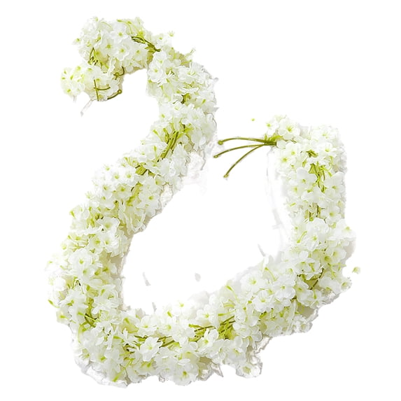 5.9ft Artificial Flower Garland for Spring Hanging Durable Garlands Decorative Plastic Rattan Vines for Mantel Wedding Monther's Day, White