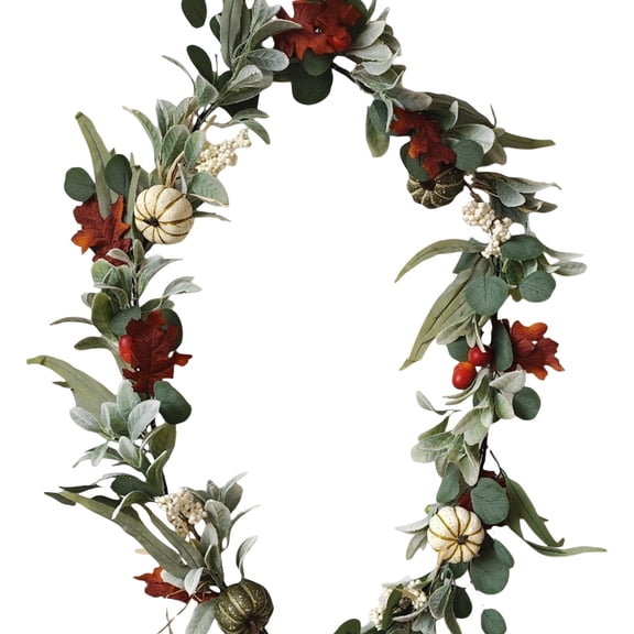 5.9ft Artificial Maple Leaves And Vines Hanging Decorations, Fall Decor Wreath With Light String For Thanksgiving Table Centerpiece Home Porch Fireplace