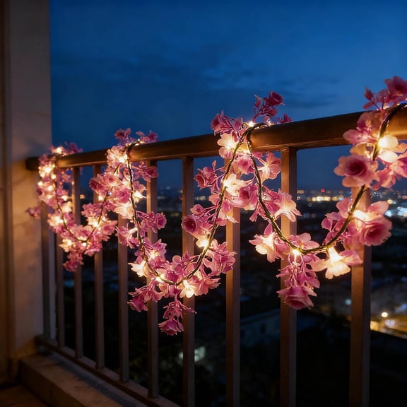 5.9ft Artificial Rose Vine LED String Lights with 35 LEDs, Decorative Garland Lamp for Fireplace & Indoor Room Ornament