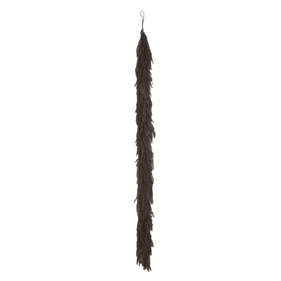 5.9ft Black Norfolk Pine Garland - Realistic Artificial Halloween & Christmas Garland for Front Door, Mantle, Fireplace Decor - PE Cedar Hanging Vines for Wall, Stairs, Fence