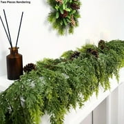 5.9ft Cypress Leaf Vine Garland, Realistic Winter Greenery Wreath, Country Charm Wreath for Table, Mantel, Wall, Christmas Thanksgiving Decoration, Easy to Hang and Shape