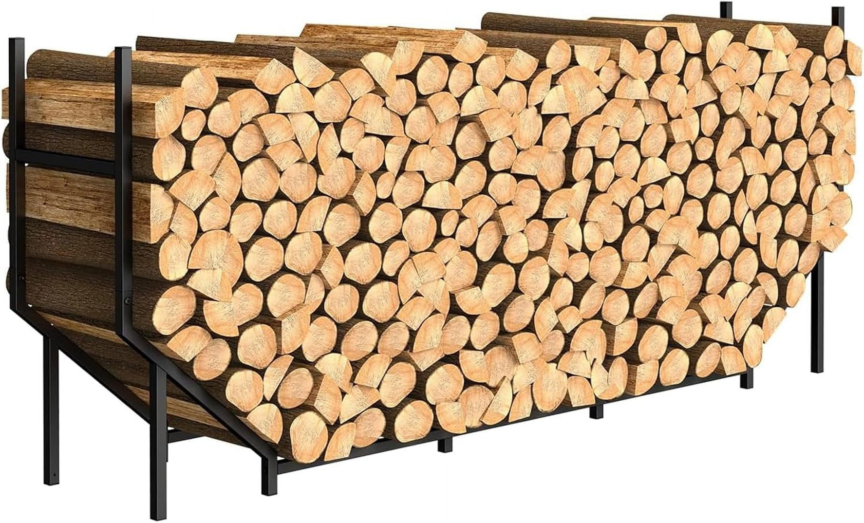 5.9ft Firewood Rack Holder, Outdoor Indoor Heavy Duty Metal Wood Stand ...