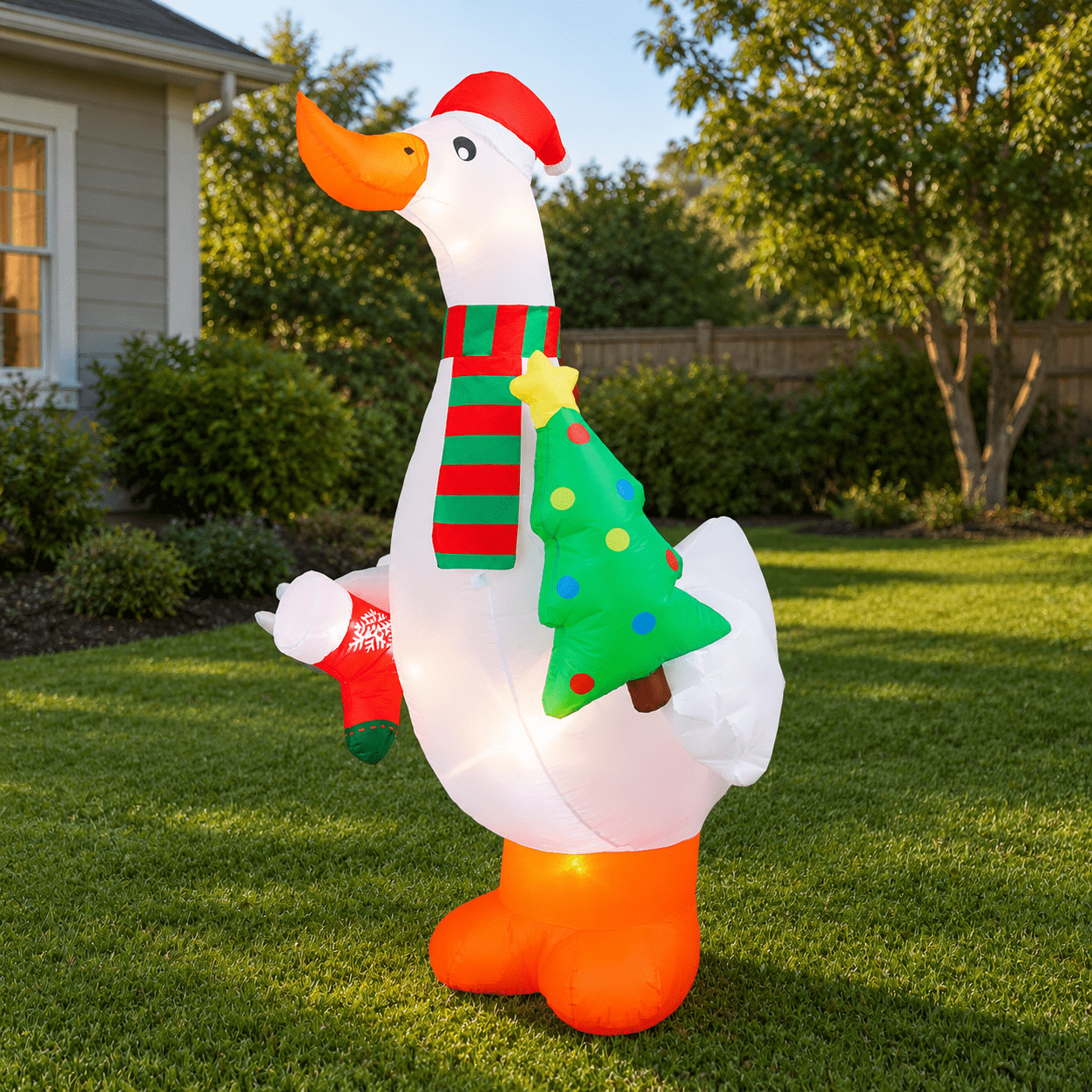 5.9ft Inflatable Goose Christmas Yard Decoration with LED Lights for ...
