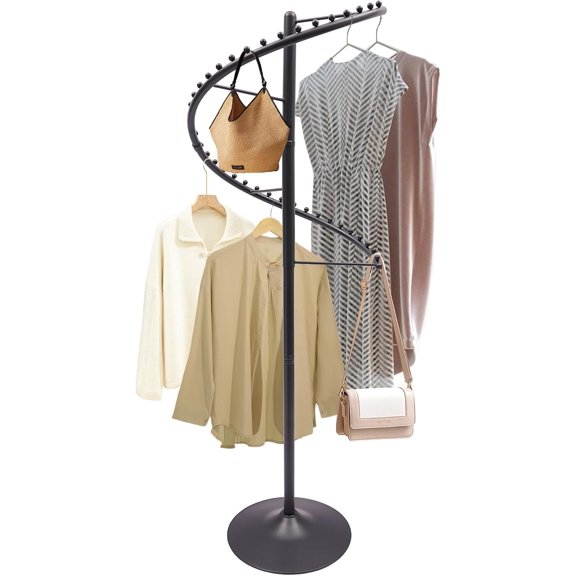 5.9ft Spiral Rotating Clothing Rack,38 Ball Retail Clothing Display Stand, Heavy Duty Metal Garment Rack, Space Saving Hanger Sturdy Freestanding Hanger for Boutique or Showroom (Black)
