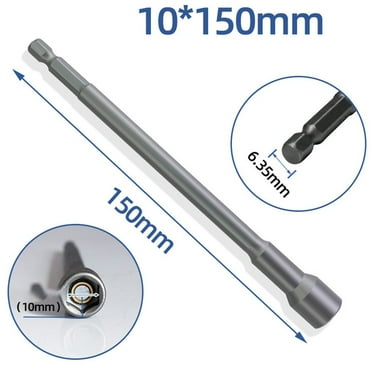 5.9in Chrome Vanadium Steel Socket Wrench Set, 10mm Magnetic Hexagon Nut Driver Drill Bit Extension Sleeve for Auto, Home DIY, Carpentry