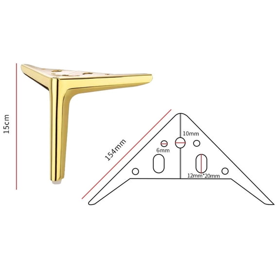 5.9in Furniture Risers Legs,Metal Sofa Feet for Robot Vacuum Clearance,Non-Slip Pad Gold