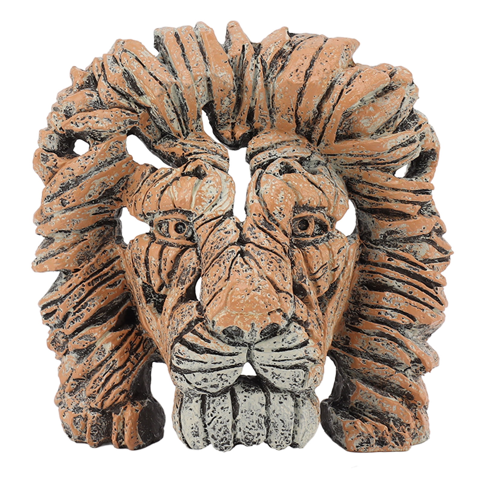 5.9in Lion Head Animal Bust Figurine Resin Hollow Design Exquisite Lion