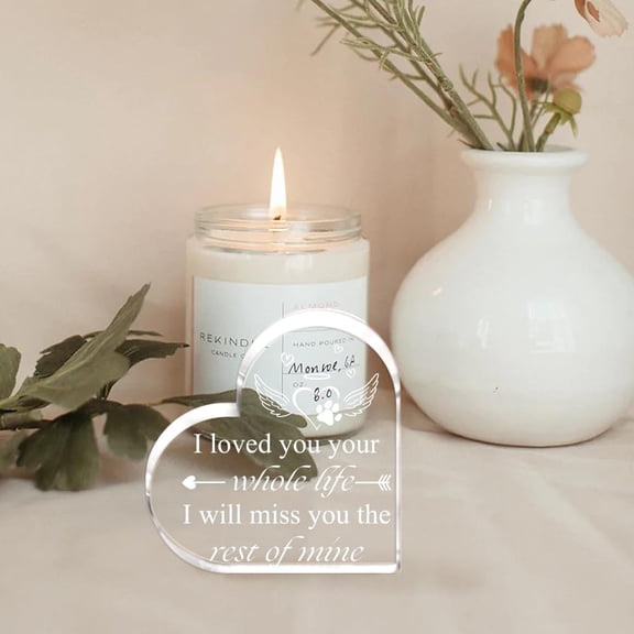 5.9in Memorial Gifts for Loss of Dog Cat Paw Print Wings Acrylic Heart Plaque Pet Memorial Ornament Dog Remembrance Sympathy Gift Heart Keepsake for Bedroom Living Room Office Desk Decor Multi-color