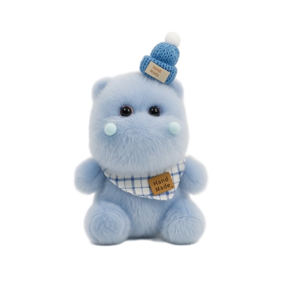 5.9in Plush Hippo Doll Keychain Pendant, Soft Mini Stuffed Animal Charm, Decorative Bag Hanging Ornament, Backpack Accessory, Fashionable Key Ring Decor Blue