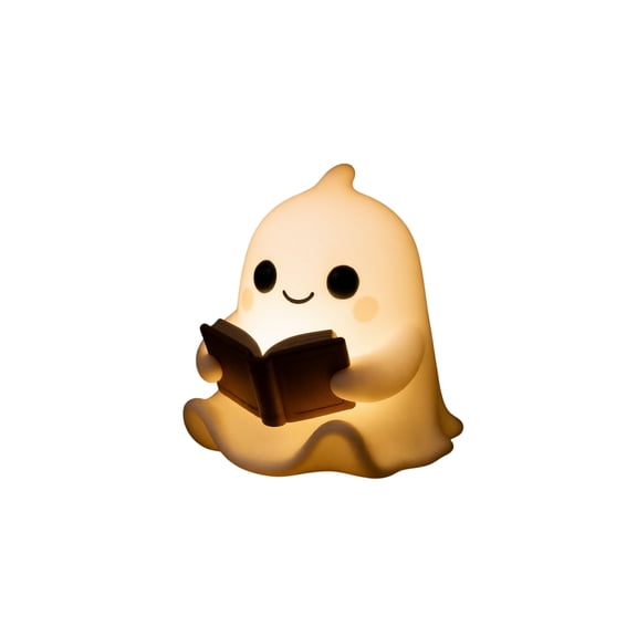 5.9inch Halloween Ghost Reading Night Light, White Glow Atmosphere Decoration, Mini Desktop Ornament for Home Spooky Table Display Without Battery