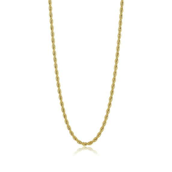 5.9mm Chunky 24k Yellow Gold Plated Stainless Steel Twisted Rope Chain Necklace, 24 inches + Gift Box