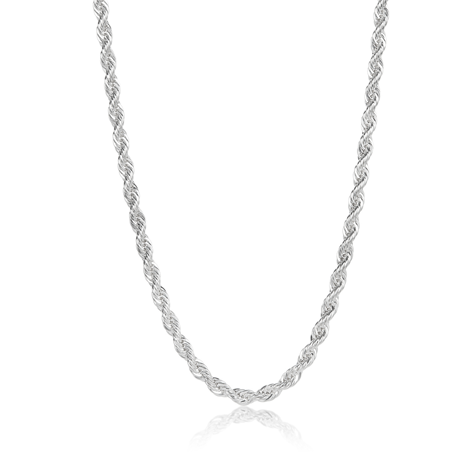 5.9mm High-Polished Silver Plated Stainless Steel Twisted Rope Chain ...