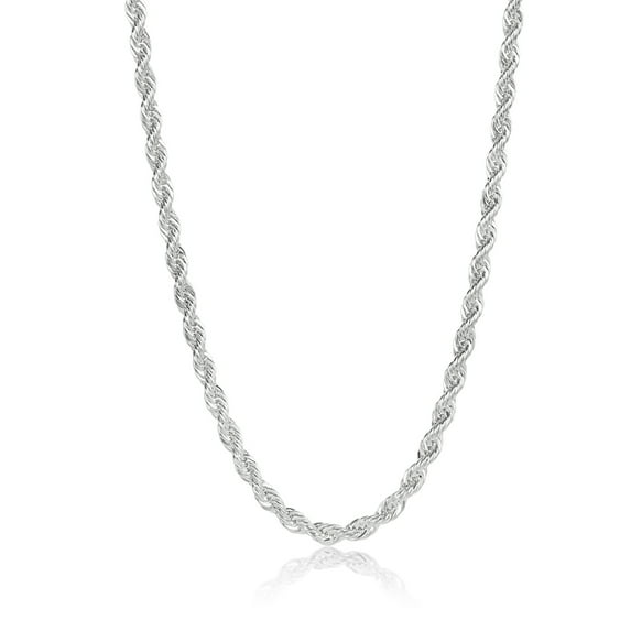 5.9mm High-Polished Silver Plated Stainless Steel Twisted Rope Chain Necklace, 30 inches