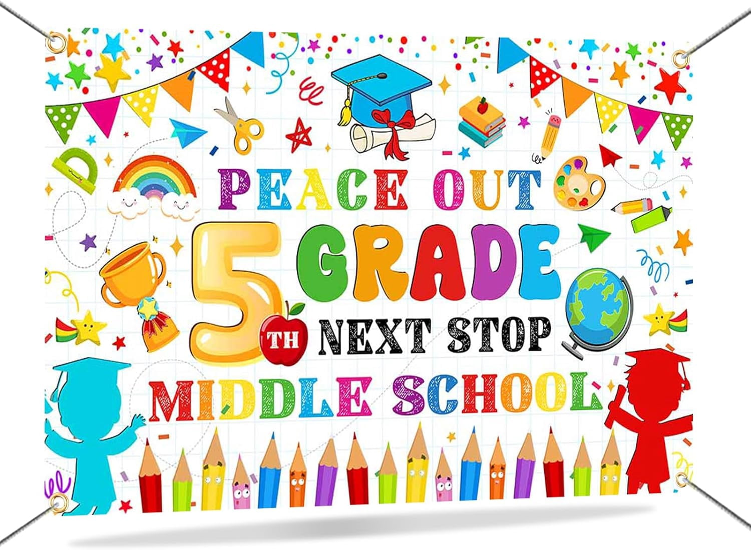 5.9x3.6FT 5th Grade Graduation Backdrop Goodbye Elementary Next Stop ...