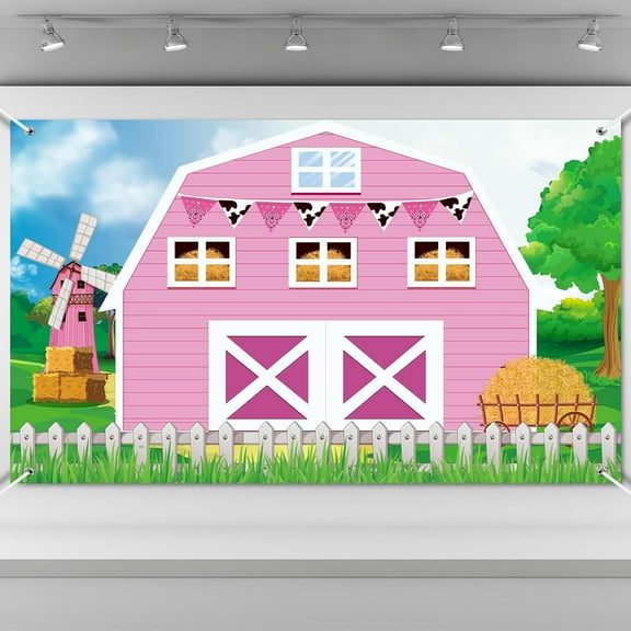5.9x3.6FT Farm Barn Door Backdrop Birthday Party Supplies Barn Door Backdrop Banner Photography Props Photo Booth for Farm Themed Birthday Party Supplies