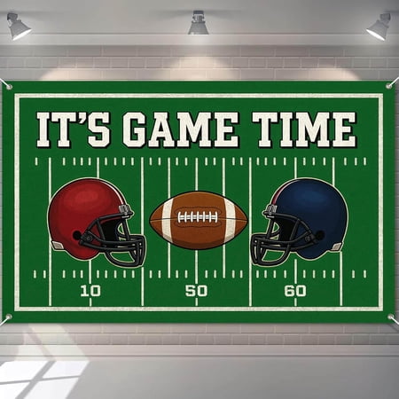 5.9x3.6FT Football Backdrop It's Game Time Football Background Sports Rugby Theme Birthday Party Decorations Banner Photo Booth Props