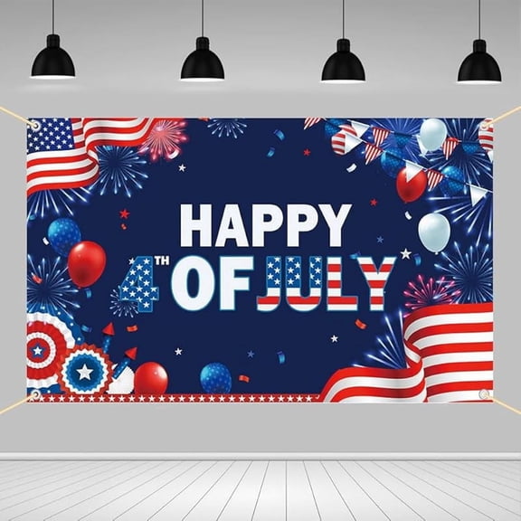 5.9x3.6FT Happy 4th of July Backdrop Fourth of July Decorations Red White and Blue American Independence Day Patriotic Decorations 4th of July Background Backdrop for Photography