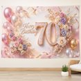 Gold Rbion 5.9x3.6FT Happy 70th Birthday Backdrop Rose Gold Balloons Ribbon 70 ...