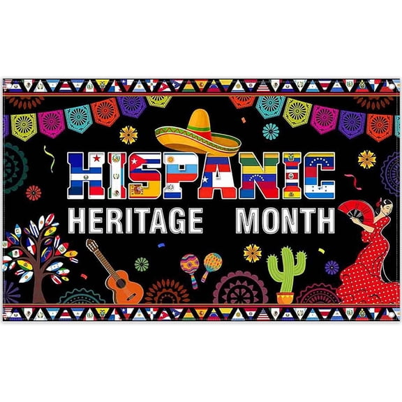 5.9x3.6FT Hispanic Heritage Month Backdrop Latin American Cactus Guitar Colorful Spanish Photography Background Native Festival Party Decorations Banner Supplies Photo Booth Props
