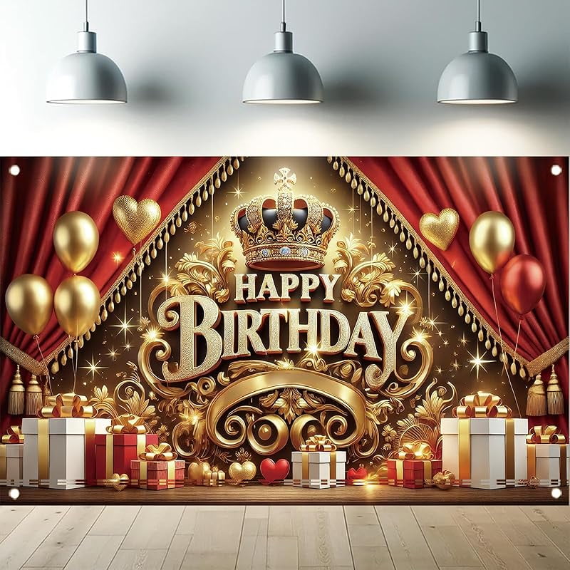 Trgowaul 80th Birthday Banner - Gold & Black 5.9ft X 3.6ft Party Backdrop Decoration - View #7