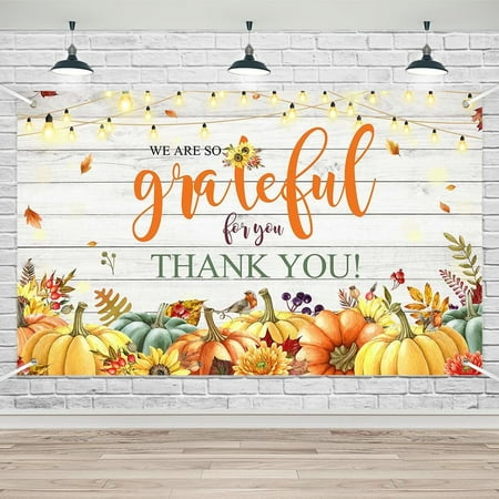 5.9x3.6Ft Thank You for All You Do Banner Backdrop Fall Autumn Pumpkin We are So Grateful for You Party Decoration Thanksgiving Employee Staff Teachers Doctors Retirement Photo Backdrop