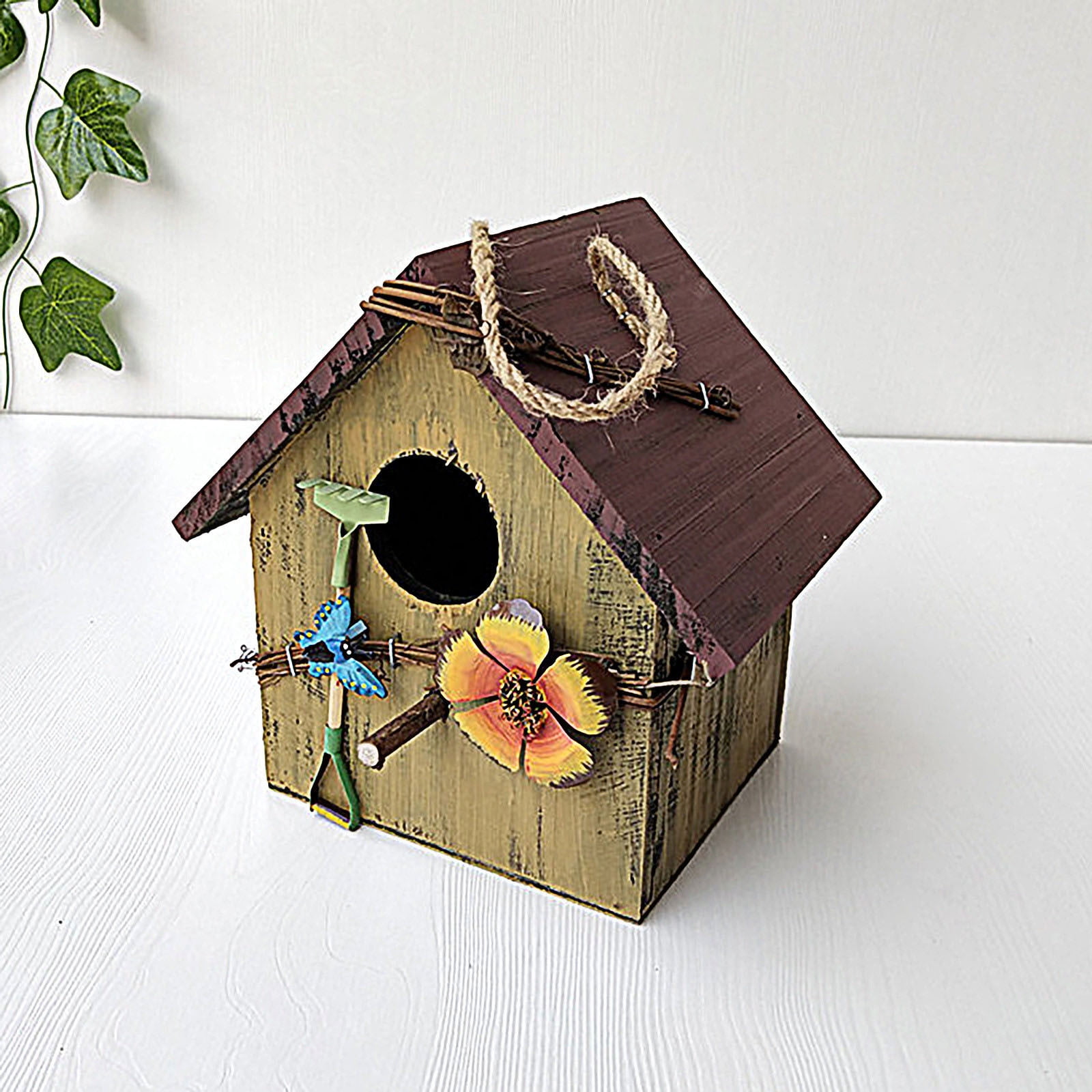 5.9x5.3x8Inch Hanging Birds Houses for Outside,Wooden Birds Feeder,Birds Feeders for Outdoors,Simples and Stylish,Easys to Maintain,Ideal Gift for Birds Lovers and Seniors