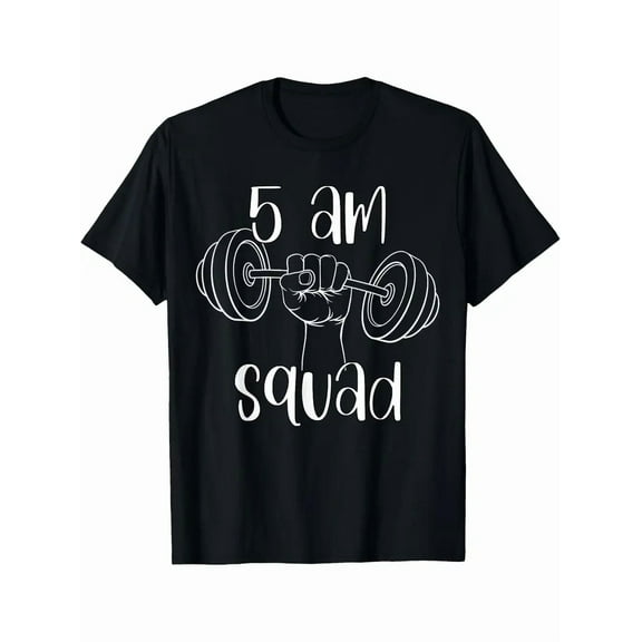 5 AM Squad | Funny Gym Workout Quotes Clothing T-Shirt, 100% Cotton Printed Crew Neck