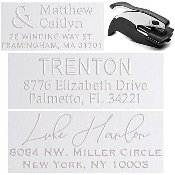 5+ Address Embosser Designs Personalized Custom Address Embosser Seal Desk Handheld Wedding Invitation Seal Embosser Personalized Customized 2" x 1" (Rectangle Embosser5)$$Office