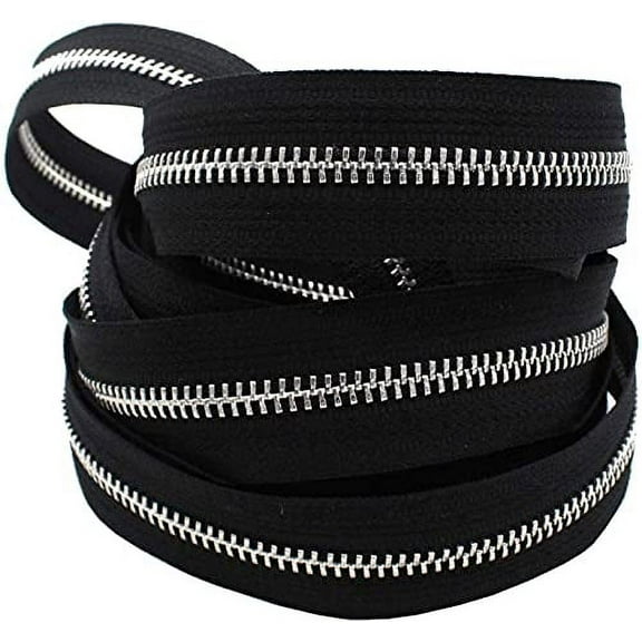 #5 Aluminum Medium Weight Black Metal Separating YKK Long Length Zipper - Choose Length - Color Black - 1 Zipper Per Pack - Made in The United States (60" Inches)