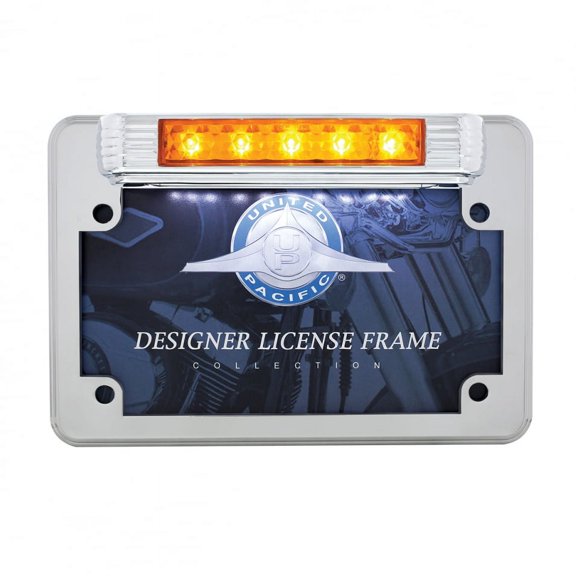 5 Amber LED Motorcycle License Plate Frame - 3rd Brake Light