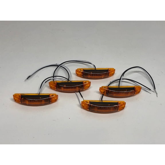 5 - Amber LED With Amber Lens Marker Clearance Lights Truck Trailer RV Bus