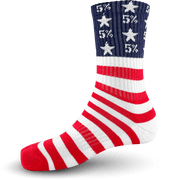 5% Nutrition Crew Socks, American Flag Blue with Red & White Stripes Cushion Athletic Fit Socks