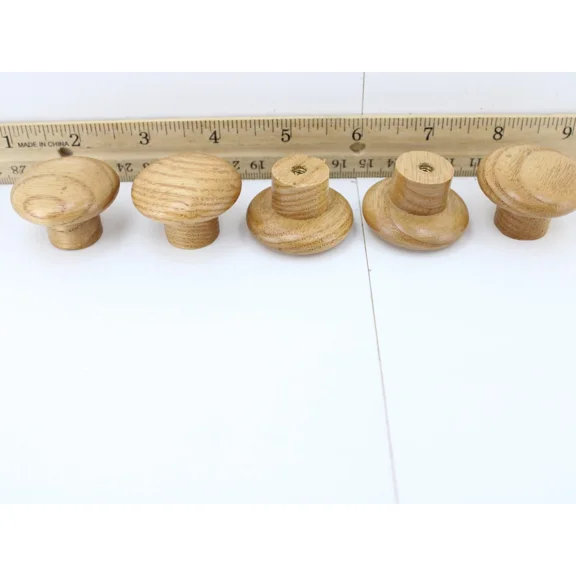 5 Amerock Stain Finished Wood Cabinet Hardware Wooden Knob W/Screw & Insert Nos