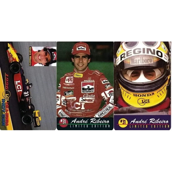 Set of 3 Andre Ribeiro 1996 CART Indy Car auto racing LCI phone cards