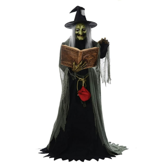 5' Animated Spell Casting Witch with Lights & Sound Halloween Decoration